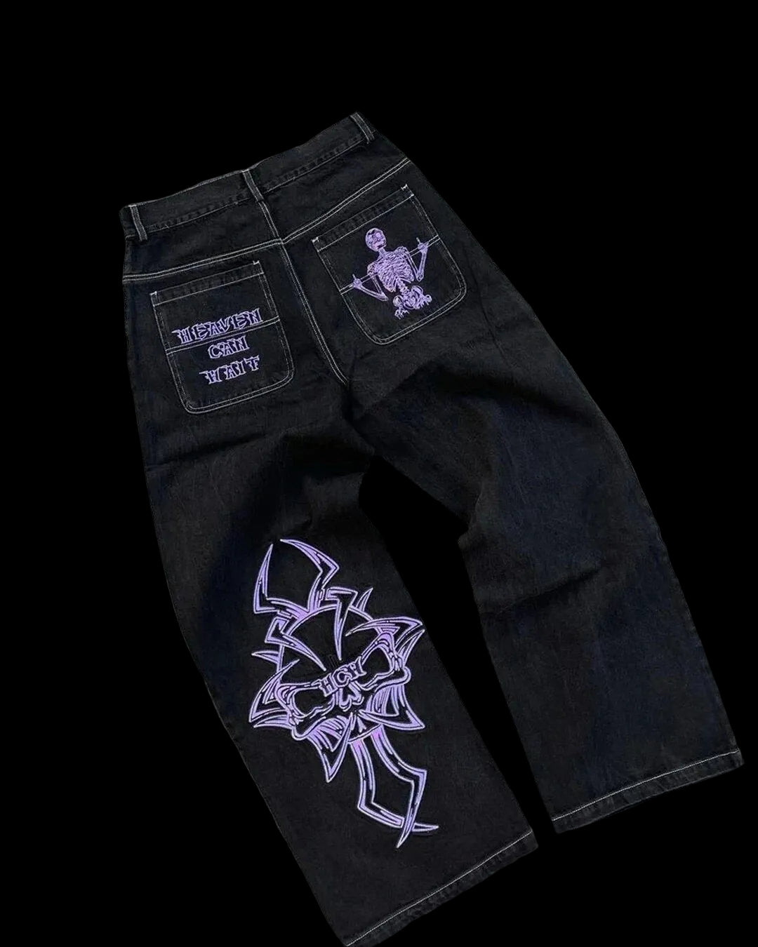 Embroidered Graphic Denim Jeans