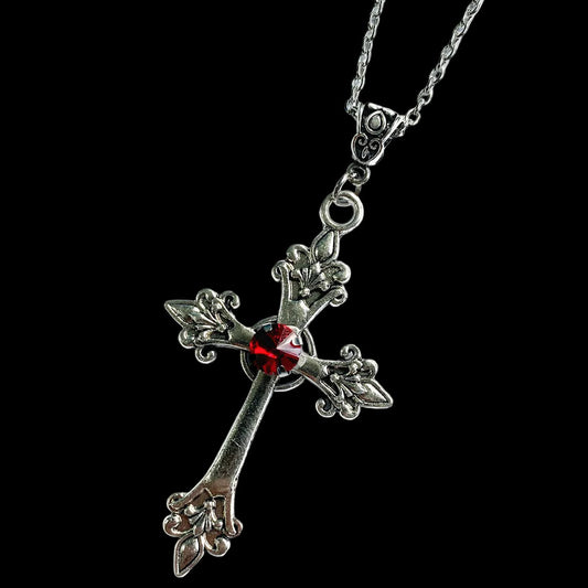 Gothic Floral Cross Necklace