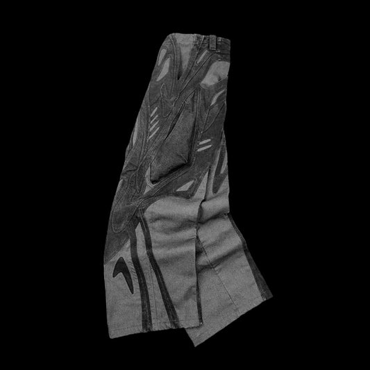 Panel Design Wide-Leg Jeans