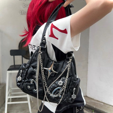 Cyber-Star Grunge Hobo Bag