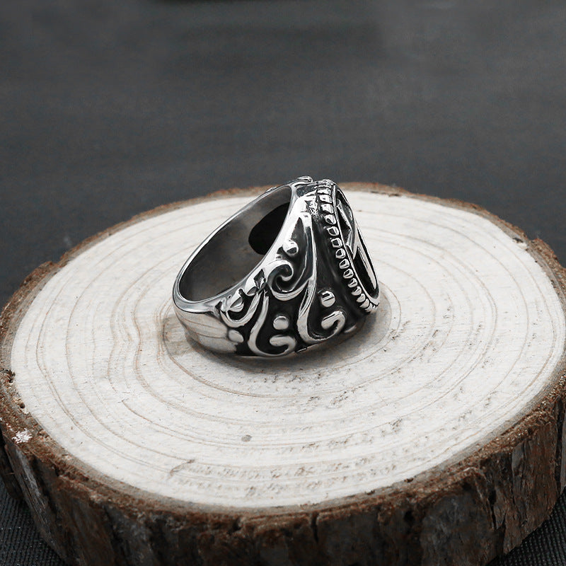 itanium Steel Cross Ring