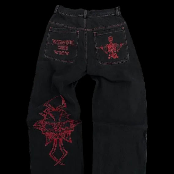 Embroidered Graphic Denim Jeans