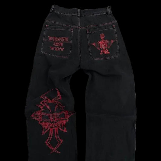 Embroidered Graphic Denim Jeans