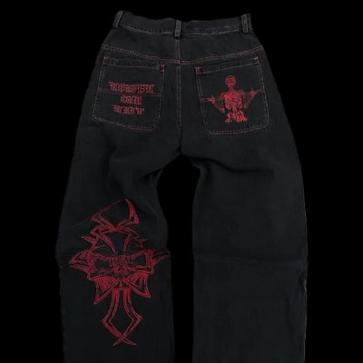 Embroidered Graphic Denim Jeans
