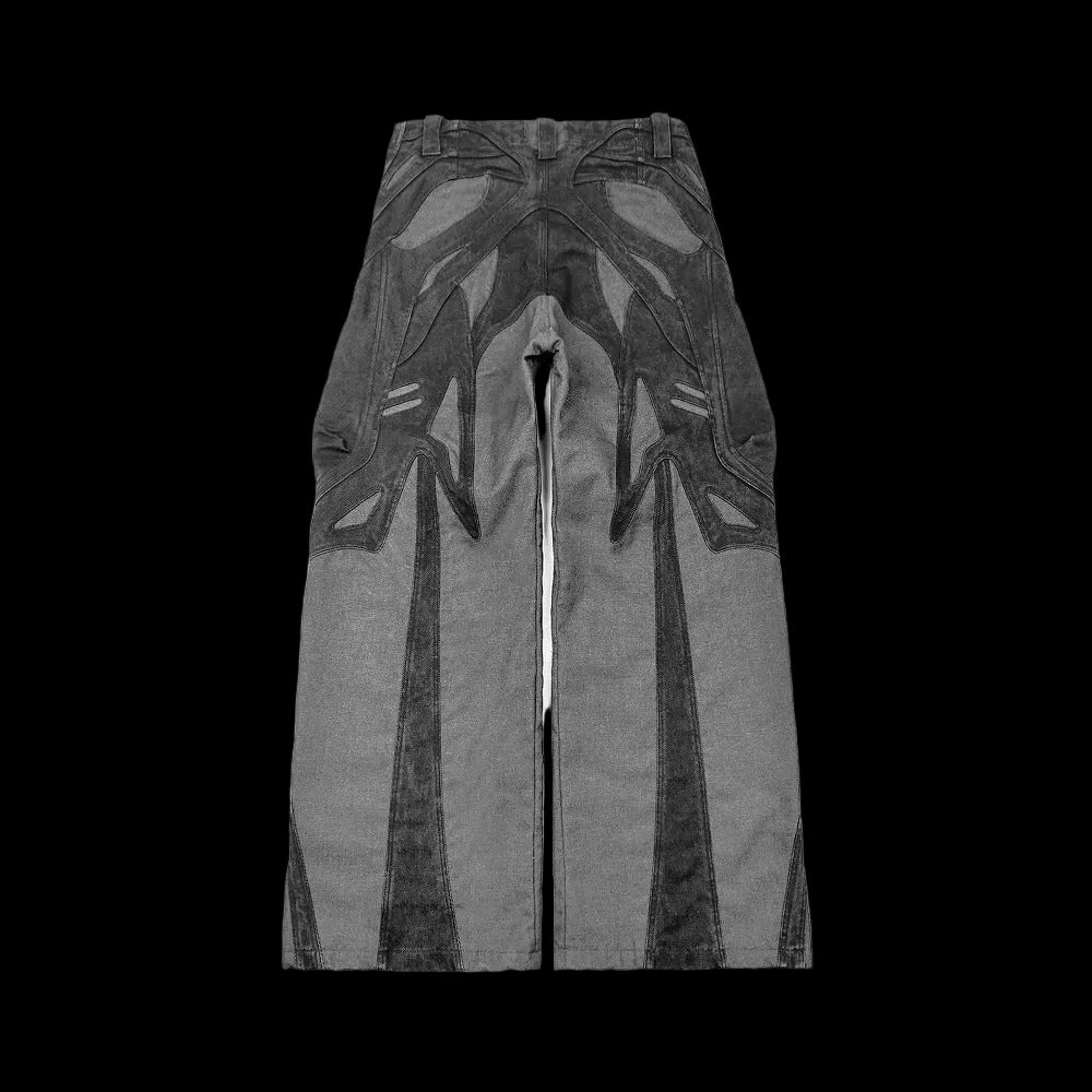 Panel Design Wide-Leg Jeans
