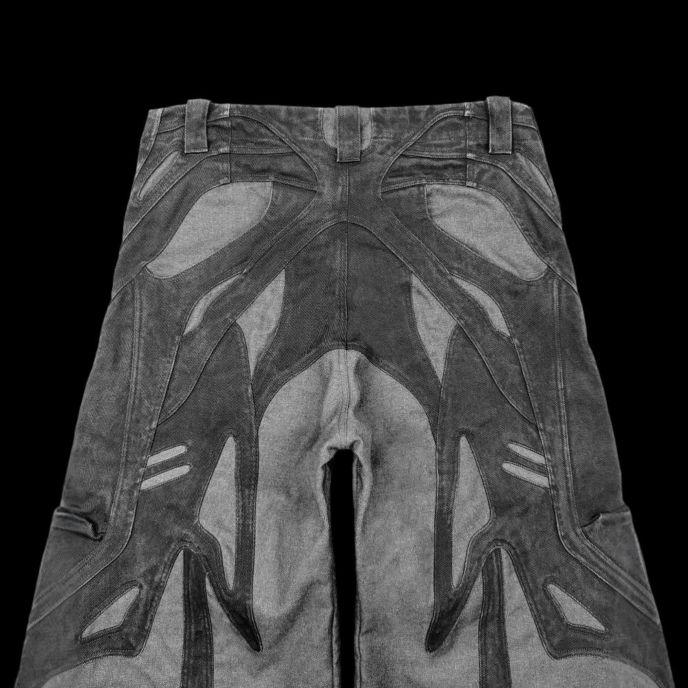 Panel Design Wide-Leg Jeans