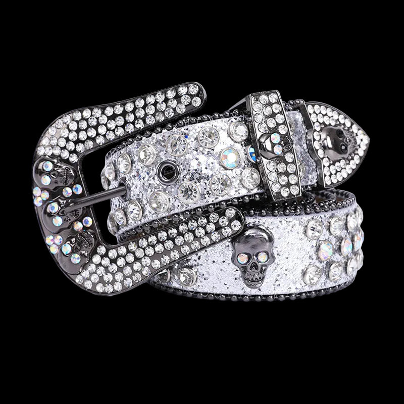 Crystal Skull Studded Belt