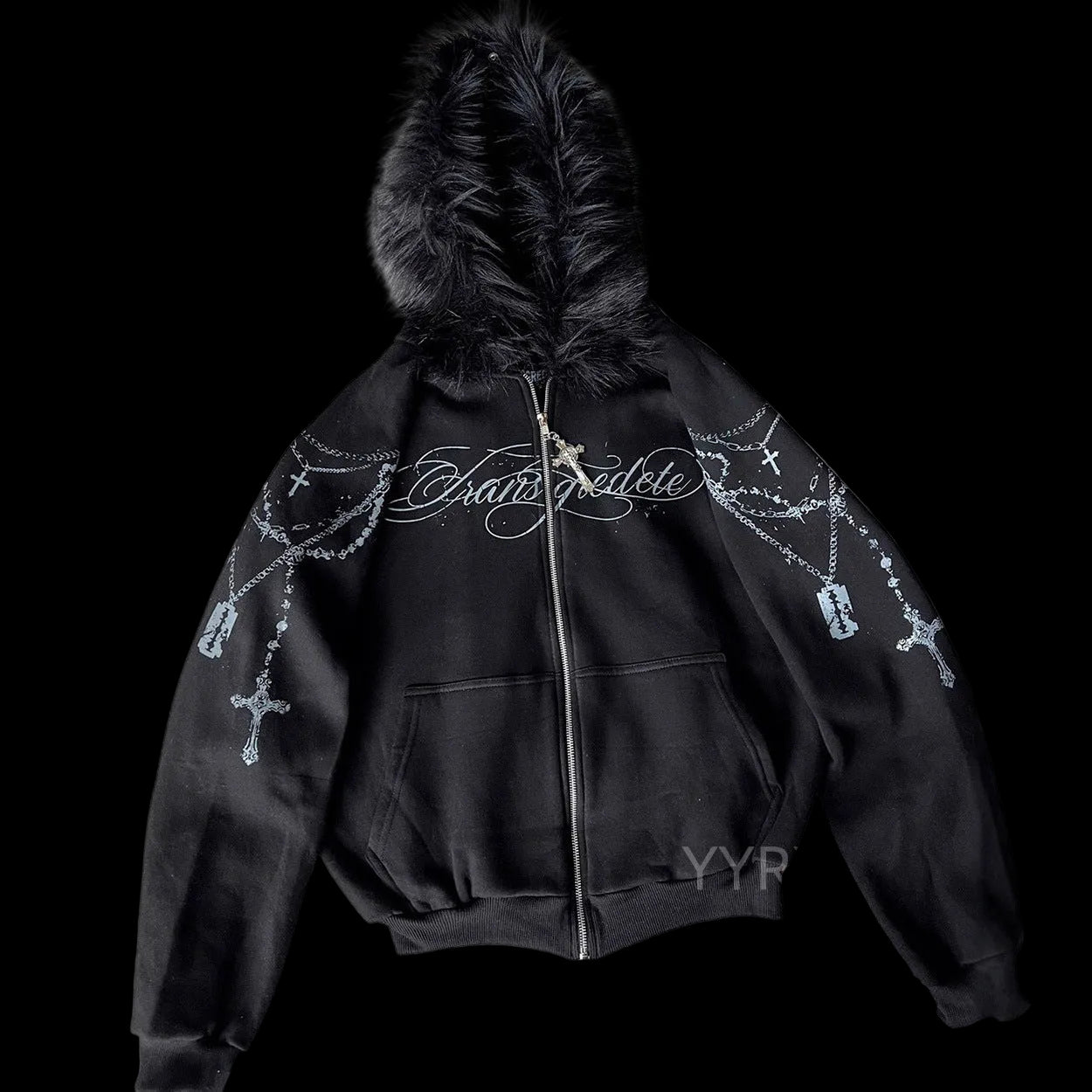 Silver Chain Fur Hoodie