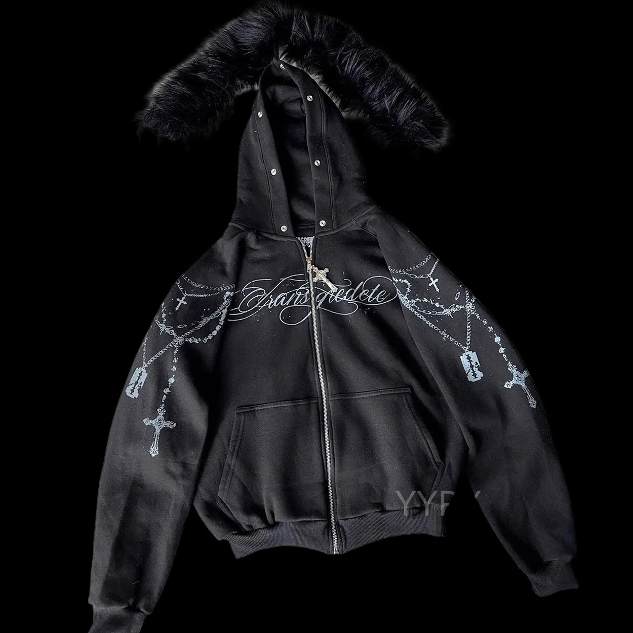 Silver Chain Fur Hoodie