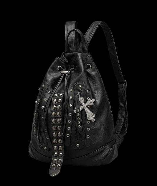 Cyber-Goth Rhinestone Cross Backpack.
